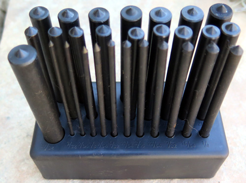 SET OF 28 STEEL MANDRELS FOR BURNISHING METAL TUBES